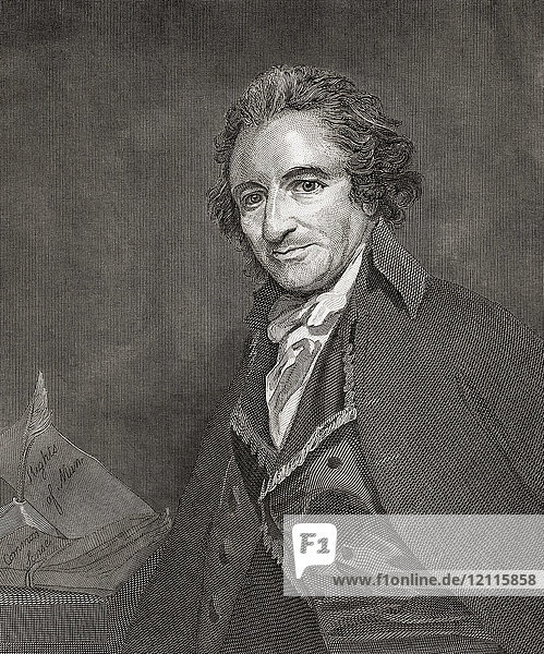 Thomas Paine  1737-1809. In England geborener amerikanischer Schriftsteller und politischer Pamphletist sowie einer der Gründerväter der Vereinigten Staaten.