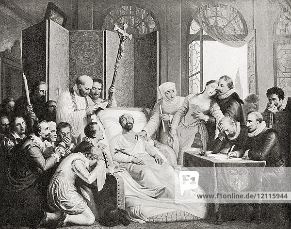 The death of Rubens. Sir Peter Paul Rubens 1577 – 1640. Flemish artist. From Hutchinson's History of the Nations published 1915.