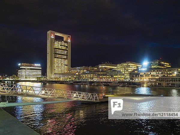 High-rise buildings at the South Dock by night  Puerto Madero district  Buenos Aires  Argentina  South America