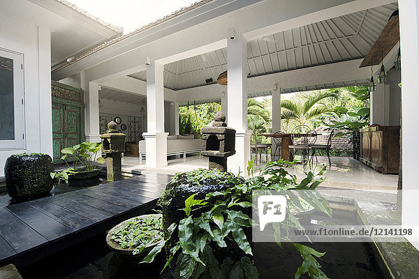 Atrium and open living area in tropical home