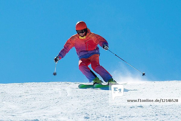 Young woman outdoor skiing
