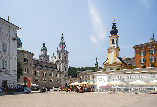 Austria  Salzburg State  Salzburg  Moritz Square  Salzburg Cathedral  St Michael's Church right