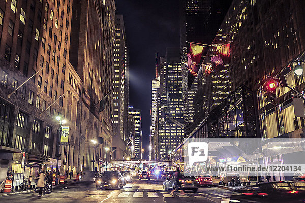USA  New York City  street scene at night