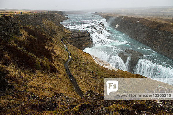 Gullfoss-Wasserfall  Island  Polarregionen