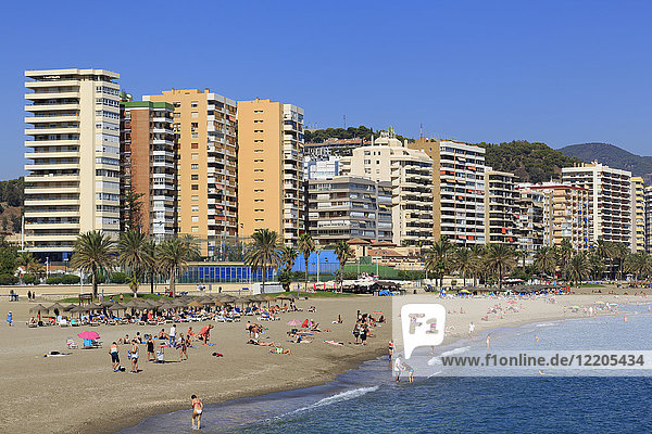 Strand Malagueta  Malaga Stadt  Andalusien  Spanien  Europa