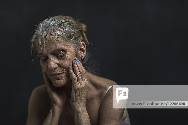 Portrait of pensive older Caucasian woman
