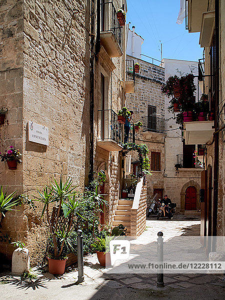 Europe  Italy Puglia  Bari city  Annunziata street   Ancient stairs and doors in the old historic center of Bari