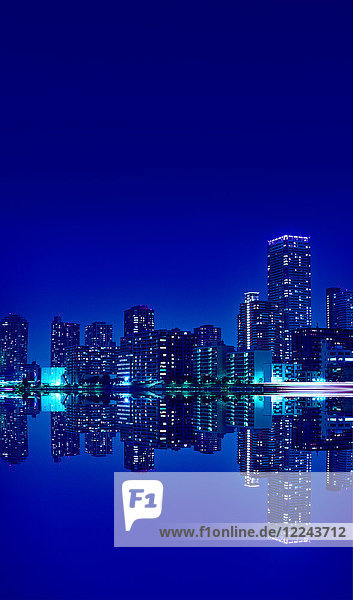 Digital composite of Tokyo skyline
