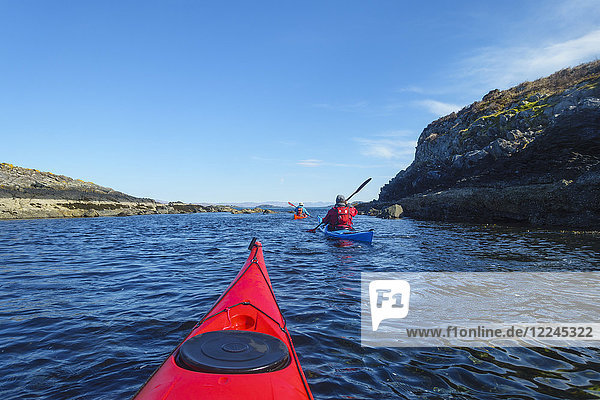 Sea kayaking around the Inner Hebrides Scotland United Kingdom Europe