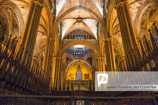 Kathedrale des Heiligen Kreuzes und der Heiligen Eulalia (Kathedrale von Barcelona)  Barcelona  Katalonien  Spanien  Europa