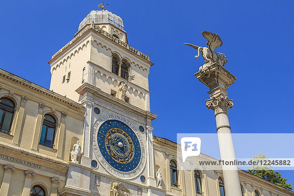 Verschnörkelte Fassade des Torre Dell'Orologio auf der Piazza dei Signori  Padua  Venetien  Italien  Europa