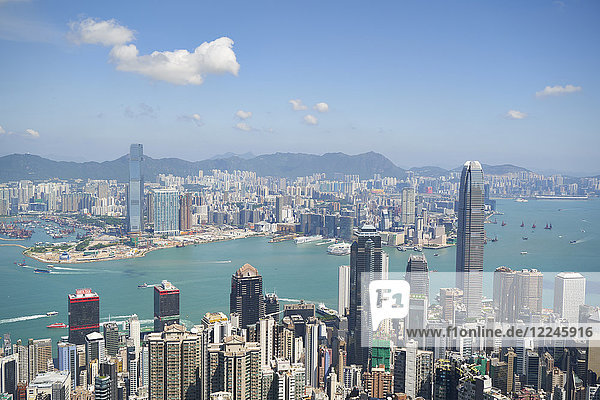 City skyline viewed from Victoria Peak Hong Kong China Asia