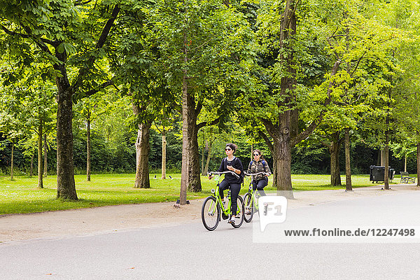 Radfahrende Menschen im Vondelpark  Amsterdam  Niederlande  Europa