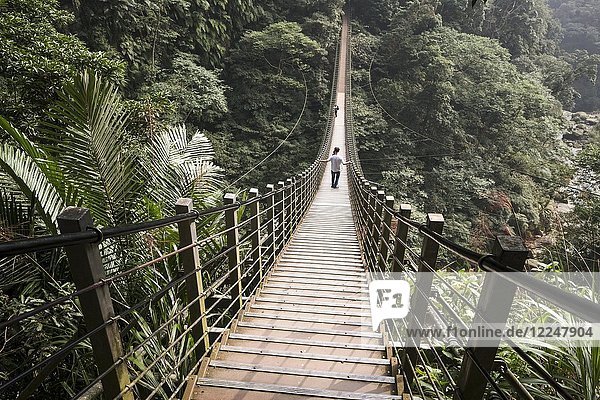 Menschen auf Hängebrücke Sky ladder Zushan Nantou Taiwan China Asien