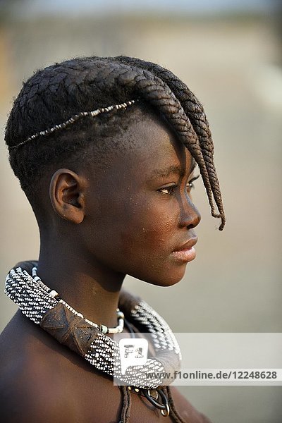 Himbamädchen with Necklace  Portrait  Kunene  Kaokoveld  Namibia  Africa