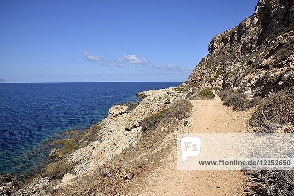 Hiking trail on the island of Levanzo  Egadic Islands  Italy  Europe