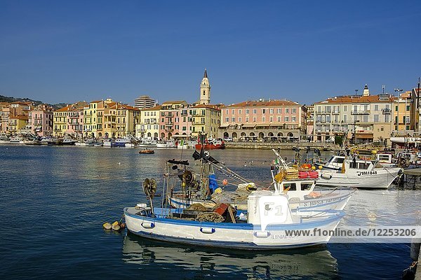 Harbour with fishing boats  Imperia  Riviera di Ponente  Liguria  Italy  Europe