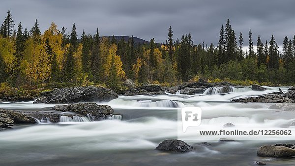 Stromschnellen von Gamajåhkå  Flüsse  Kvikkjokk  Laponia  Norrbotten  Lappland  Schweden  Europa