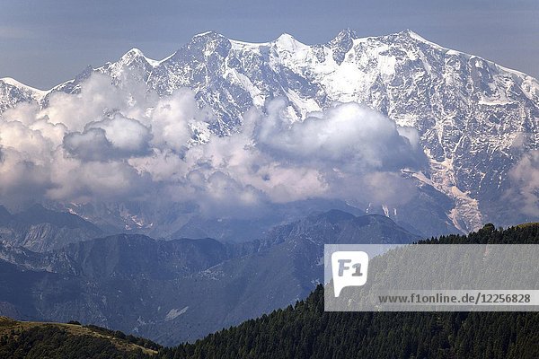 View from Morissolino to the snow-covered Monte Morissol-Rosa-Massif  Valais Alps  Switzerland  Europe