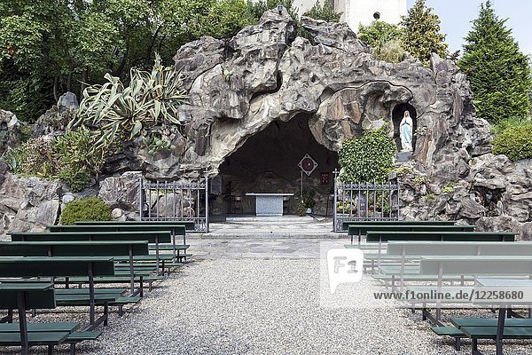 Reproduction of the Lourdes Grotto  Cannero Riviera  Lago Maggiore  Verbano-Cusio-Ossola Province  Piedmont Region  Italy  Europe
