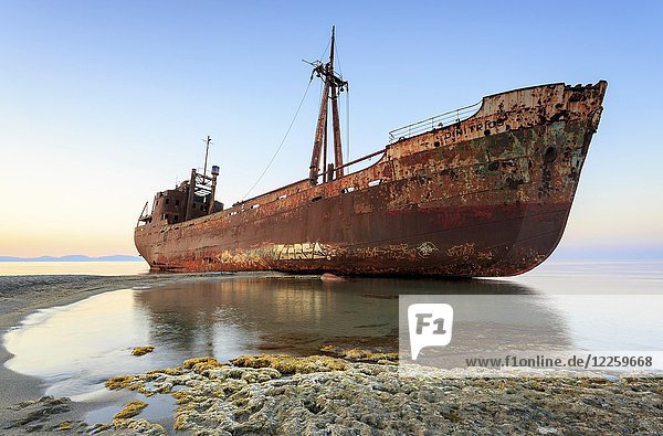 Rusted Shipwreck in Glyfada beach  Mani  Lakonia  Greece  Europe