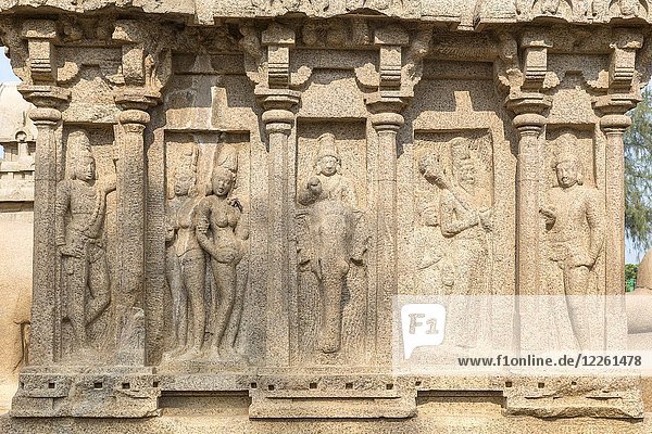 Die fünf Rathas  Relief  Arjuna ratha  Mahabalipuram  Tamil Nadu  Indien  Asien