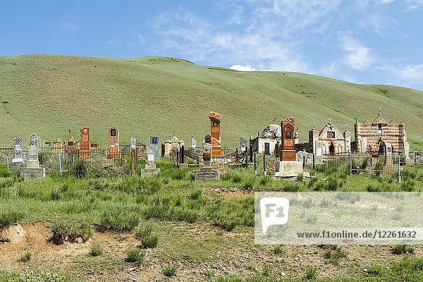 Muslimischer Friedhof  Eki-Naryn-Schlucht  Region Naryn  Kirgisistan  Asien