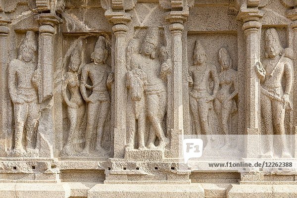 Die fünf Rathas  Relief  Arjuna ratha  Mahabalipuram  Tamil Nadu  Indien  Asien