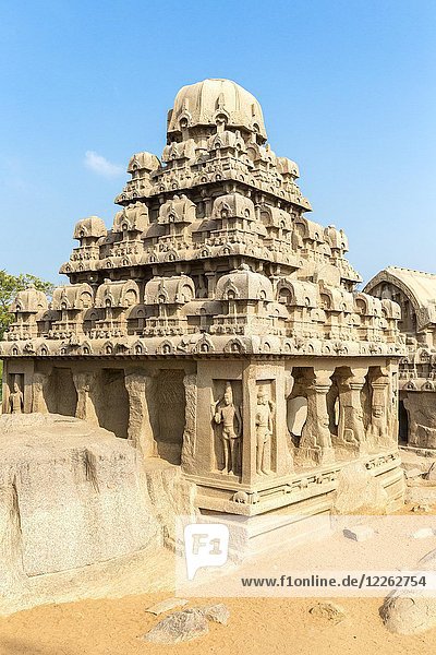 Die fünf Rathas  Yudhishthir Ratha  Mahabalipuram  Tamil Nadu  Indien  Asien