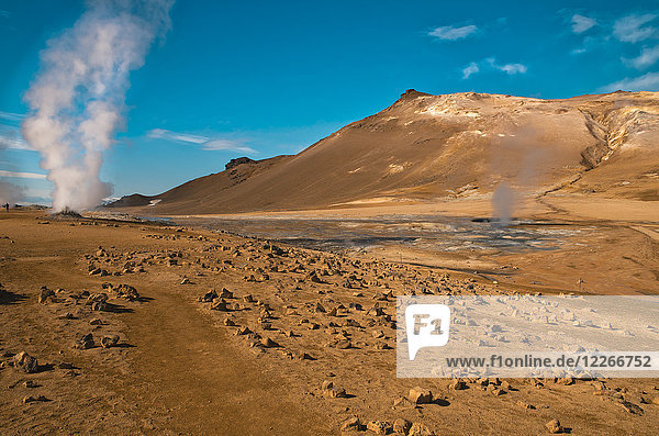 Island  Geothermiegebiet Hveraroend  Schlammtopf  dampfende Erde