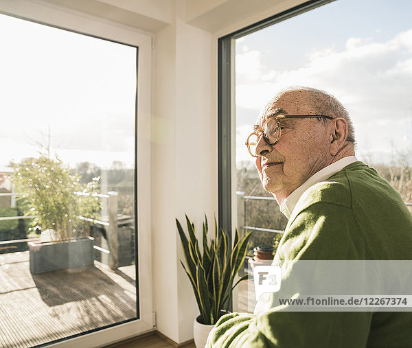 Portrait of senior man at the window