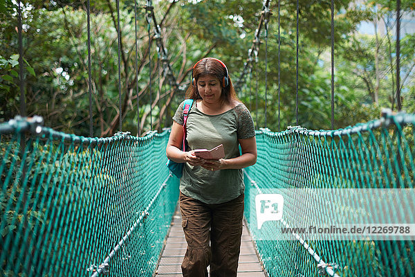 Tourist auf der Brücke  KL Forest Eco Park  Kuala Lumpur  Malaysia