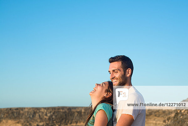 Couple laughing  Corralejo  Fuerteventura  Canary Islands