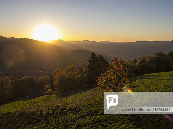 Scenic view of mountain during sunset  Ferme Auberge Soultzermatt  Munster  Vosges  France
