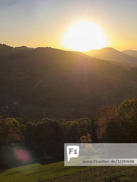 Scenic view of mountain during sunset  Ferme Auberge Soultzermatt  Munster  Vosges  France