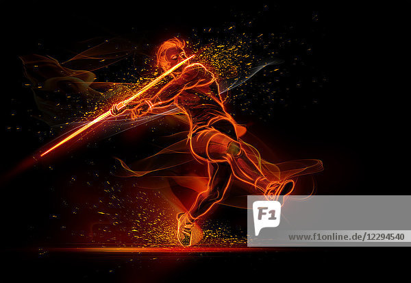 Computergeneriertes Bild eines Leichtathleten mit Speerwerfen