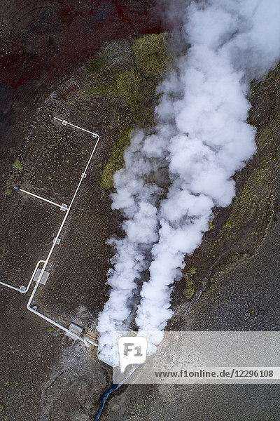 Luftaufnahme von Rauch über Landschaft  Mývatn  Island