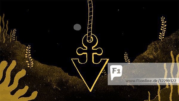 Anker auf dem Meeresboden Animation