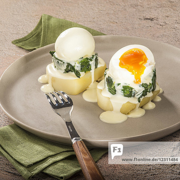 Grated samba-potatoe slice with boiled eggs by the cook Jean-Pierre Vidal