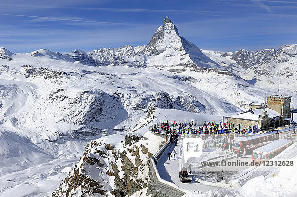 Switzerland  Canton of Vaud  Zermatt ski resort  Matterhorn and Gornergrat railway station