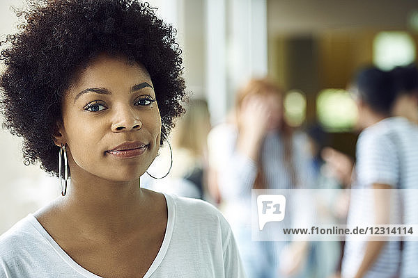 Female college student smiling cheerfully portrait