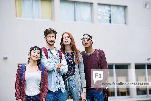 Students standing together outdoors  portrait