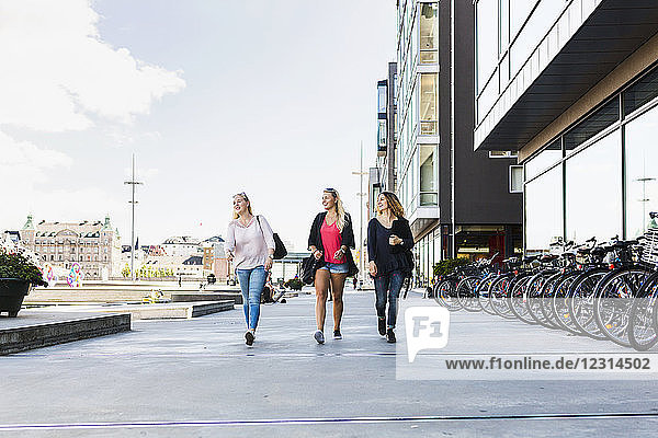 Three women walking together