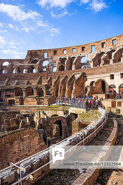 The Colosseum (Flavian Amphitheatre) with the below ground level hypogeum UNESCO World Heritage Site Rome Lazio Italy Europe