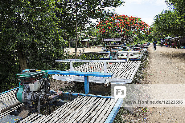 Norry  the bamboo train  platforms at the Norry Railway Station; Battambang  Cambodia