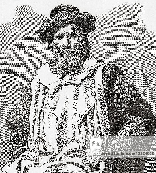 Giuseppe Garibaldi  1807 – 1882. Italian general  politician and nationalist. From Ward and Lock's Illustrated History of the World  published c.1882.