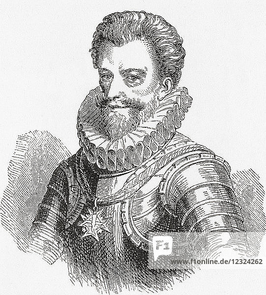 Heinrich I.  Prinz von Joinville  Herzog von Guise  Graf von Eu  1550 - 1588  auch bekannt als Le Balafré (Scarface). Aus Ward and Lock's Illustrated History of the World  veröffentlicht ca. 1882.