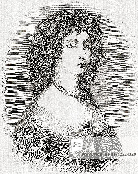 Maria von Modena  1658 - 1718. Konsulatskönigin von England  Schottland und Irland als zweite Ehefrau von Jakob II. und VII. Aus Old England: A Pictorial Museum  veröffentlicht 1847.