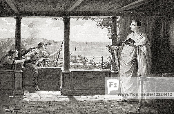 Ovid at Tomis on the Black Sea where he was banished in 8AD. Publius Ovidius Naso 43 BC – AD 17/18 aka Ovid. Roman poet. From Hutchinson's History of the Nations published 1915.