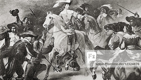 Der Duc d'Enghien in der Schlacht von Rocroi  19. Mai 1643. Der Duc d'Enghien  später Louis de Bourbon oder Louis II  Prinz von Condé  1621 - 1686. Französischer General. Aus Hutchinson's History of the Nations  veröffentlicht 1915.